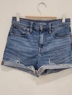 J. Crew Rolled Hem Distressed Denim Shorts - Blue